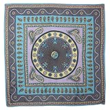 100% Satin Charmeuse Silk Dome Paisley Art Purple and Blue Square Scarf - Purple