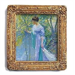 Water's Edge, Giverny, France - Gold Frame Magnet with pop-out easel (2-3/4" x 2-1/2")