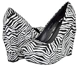 Qupid Taken-01 Black White Zebra Women Wedge Pumps
