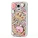 Galaxy S5 Case - Mavis's Diary 3D Handmade Bling Crytal Cute Pumpkin Car Golden Crown Lovely Pink Flower Dancing Girl Shiny Glitter Diamond Luxury Clear Hard Cover for Samsung Galaxy S5 I9600 SM-G901