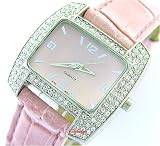 New ~UNIQUE~ Ladies Square Crystal Croco Leather Watch