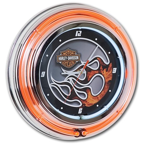 HarleyDavidson Extreme Flames Neon Clock