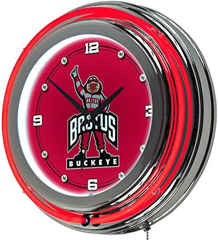 NCAA Ohio State University Chrome Double Ring Neon Clock, 14"