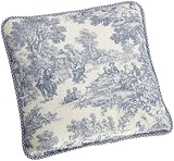 Victoria Park Toile Logan Gingham Check Reversible Toss Pillow, Blue