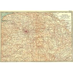 FRANCE:North central around Paris,1903 map