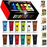 NUDGE Rembrandt Jumbo Acrylic Paint Studio - 12 Extra Large, 75 ml (2.53 Oz) Tubes - Best Selling Colors