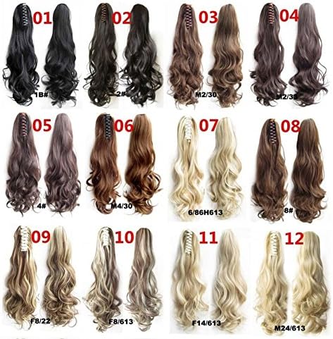 Women's Fashion 22" 150g Claw Pony tail Ponytail Clip In On Hair Extension Wavy Curly Style 12 Colors