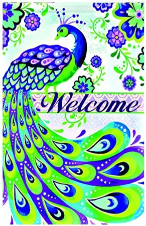 Trends Classic Garden Flag, Peacock Welcome decorative flags initial flags party flags 12.5 x 18 Inch banner home flags Print flags
