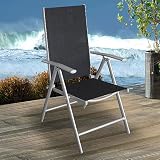 Aluminium Klappstuhl Hochlehner 7-Pos. Textilen Silber/Schwarz