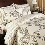 Tropical Print Cream Brown Floral Bedding Duvet Cover Set Queen