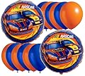 Nascar Full Throttle Party Balloon Package - Includes 2 Mylar 6 Blue & 6 Orange Latex