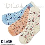 (ディラッシュ) DILASHクルーソックス（小花）/秋 L(19～21cm) ペールピンク