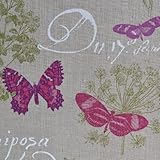 Tissu en lin imprim&eacute; Papillon (Naturel) | 100% lin | Largeur: 140cm