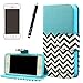 iphone 5S Case,Case for iPhone 5 / 5S,Landfox Wallet Leather [Case+ Screen Protector+Touch PEN] Cover Skin for iPhone 5 / 5S (Chevron Waves Pattern)