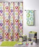 Creative Bath Products All That Jazz Retro 60's Starburst Fabric Shower Curtain, Measures 70" x 72"