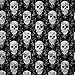 Skulls Metallic Black Fabric