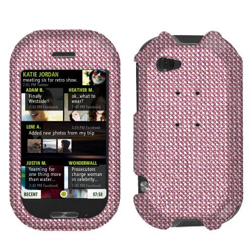 Pink With Full Rhinestones Faceplate Hard Plastic Protector Snap-On Cover Case For Sharp Kin Two