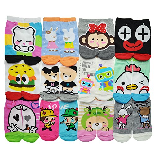 Angelina [Best Partner] Low Cut Socks, Assorted Designs, 12 Pairs per Pack#350A_9-11