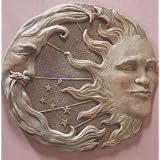 Lawn Ornaments Outdoor Alabastritie Moon and Sun Wall Plaque