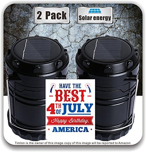 Timlon 2 Pack Solar Rechargeable Lantern 360° Lighting 6 LED 350LM Ultra Bright Portable LED Camping lantern Emergency Lantern Camping Lamp Use Portable USB Directly Charging For Android Cellphone