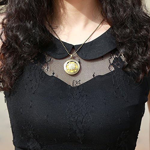 Essential Oils Diffuser Necklace-Locket Pendant with 23'' Chain and 8 Colored Felt Pads in Gift Box