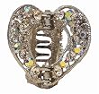 Hair Clip - H21 - Open Heart set with Swarovski (tm) Crystal Stones ~ Clear & Clear AB Irridescent