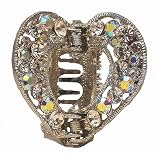 Hair Clip - H21 - Open Heart set with Swarovski (tm) Crystal Stones ~ Clear & Clear AB Irridescent (ap)