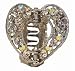 Hair Clip - H21 - Open Heart set with Swarovski (tm) Crystal Stones ~ Clear & Clear AB Irridescent