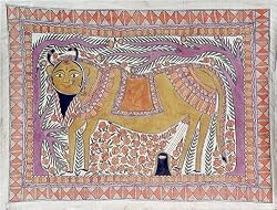 Indian Folk Paintings Madhubani Art Organic Color Paper 23 x 31.5 inches (harimadh0002)