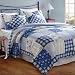 Abilene 100% Cotton Blue Quilt Set, Full/Queen