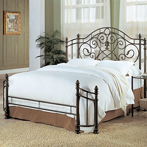 Coaster Queen Size Antique Gold Finish Metal Bed Headboard & Footboard