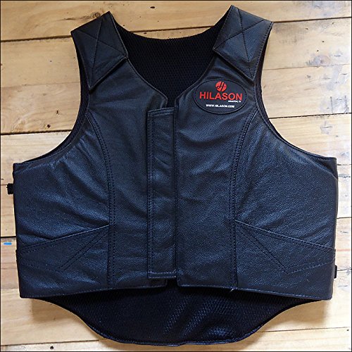 HILASON LEATHER BAREBACK PRO RODEO BULL RIDING PROTECTIVE VEST - BLACK