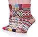Loritta Women's 5 Pairs Vintage Style Winter Knitting Warm Wool Crew Socks