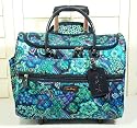 VERA BRADLEY LUGGAGE LIMITED EDITION BLUE RHAPSODY 17" Rolling Wheeled Travel Tote
