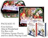 Image Alice in Wonderland Collector Tin Box ~ with Two Playing Card Decks and 150 piece Jigsaw Puzzle ~ Package #3 ~ First Edition, limited to only 3,000