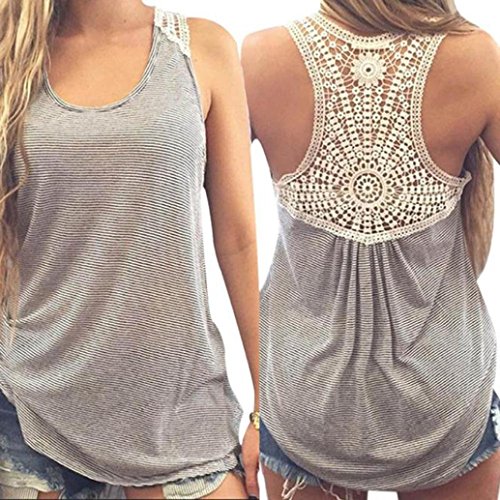 Creazy High Quality Women Summer Lace Vest Top Short Sleeve Blouse Casual Tank Tops T-Shirt (XXL)