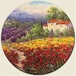 Lazy Susan ~ Fleurs du Pays ~ decorative tempered glass ~ 16 inch diameter ~ code 511