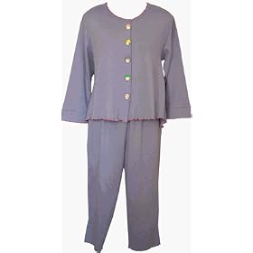 RocketWear Women's Funny Face Lavender Long Sleeve Cotton Knit Capri Pajamas/Loungewear