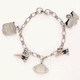 New England Patriots Silver Tone NFL Charm Bracelet