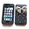 Apple iPhone 3G & 3GS Snap-on Protector Hard Case Rhinestone Cover "Silver Ribbon" Design