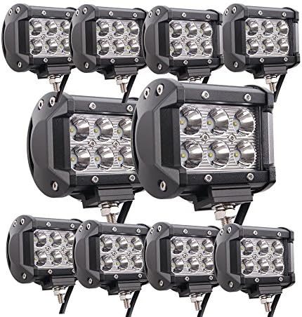 OZ America (Pack of 10Pcs) 18w CREE LED Work Light Bar Spot Beam 4"Inch High Power 20 Degree 1500Lm Offroad Lamp for SUV Boat 4x4 Jeep Lamp 3WD ATV Fog Light
