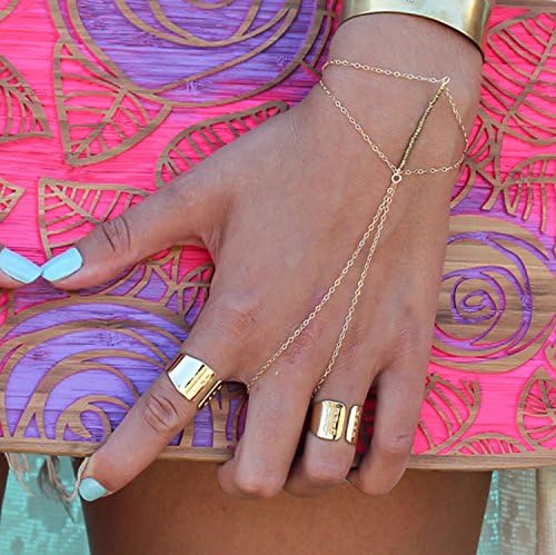 Ring bracelet, slave bracelet with skinny gold or silver chain
