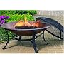 CobraCo FB6132 Round Cast Iron Copper Finish Fire Bowl with Screen and Cover