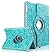 iPad Air 2 Case, TabPow [360 Degrees][Flip][Smart Case] PU Leather Flip Case [Magnetic Closure] Smart Cover with Stand [Auto Sleep/Wake] for Apple iPad Air 2/ iPad 6th Generation, Grapevine Turquoise