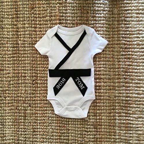 HandmadeHandmade Baby Tae Kwon Do/Karate/Martial arts/ju jitsu uniform Black belt bodysuit Onesie Custom Embroidered name