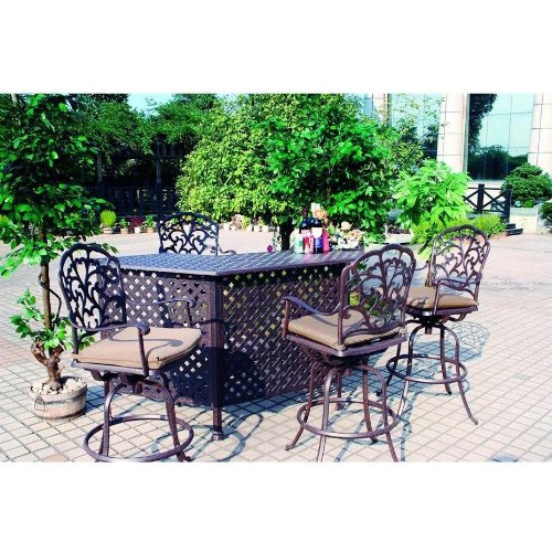 Darlee Catalina 4-person Cast Aluminum Patio Party Bar Set - Antique Bronze