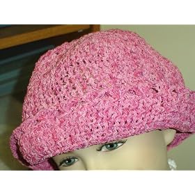 Ht55mp, Hand Crocheted Multi Pink Gimp Floppy Hat Picot Trim At the Edge for todlers and teens