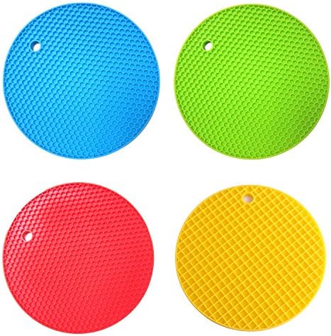 Pot Holder / Coaster / Trivet / Placemat - Set of 4 Heat Resistant Hot Pads, with Food Grade Silicone, Safe, Durable &amp; Easy to Clean (180mm)