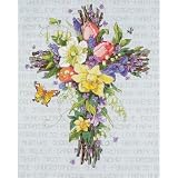 Spring Floral Cross Cross-Stitch Kit
