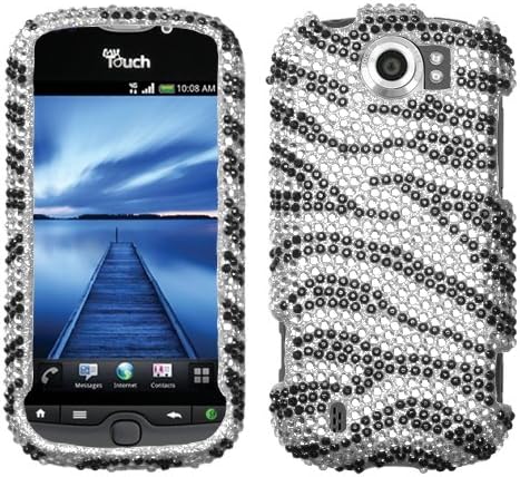 Hard Diamante Protector Skin Cover (Faceplate/Snap On) Full Rhinestones Diamond Bling for HTC MyTouch 4G Slide T-Mobile - Black Zebra
